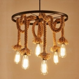 Lámpara colgante retro vintage de 6 luces