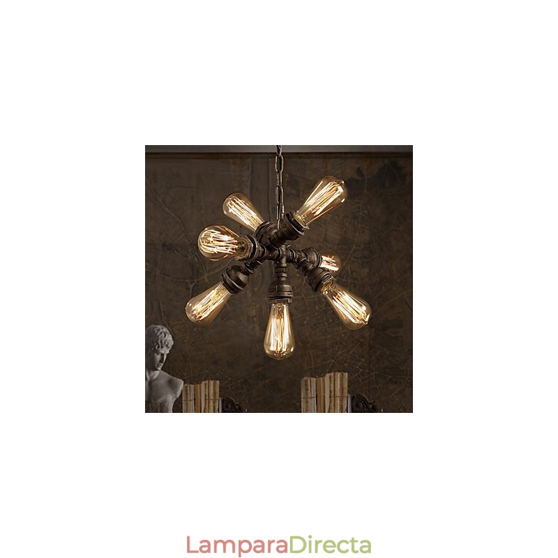Lámpara de araña vintage de metal galvanizado estilo rústico Lodge