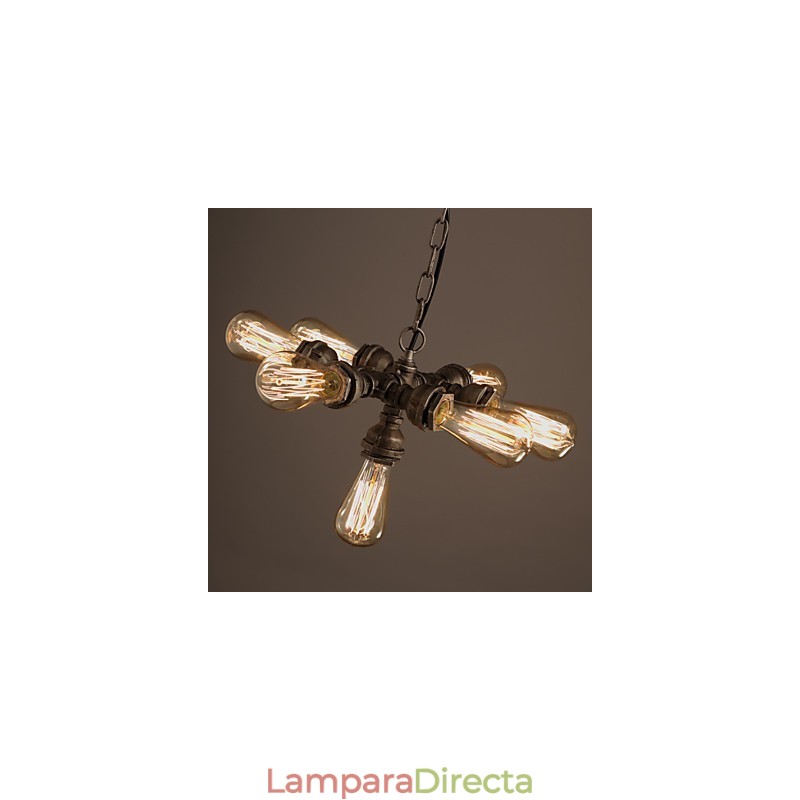 Lámpara de araña vintage de metal galvanizado estilo rústico Lodge