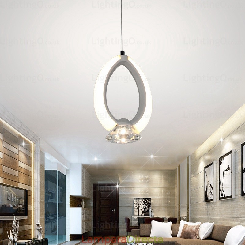 Lámpara colgante contemporánea moderna de 1 luz con pantalla de cristal
