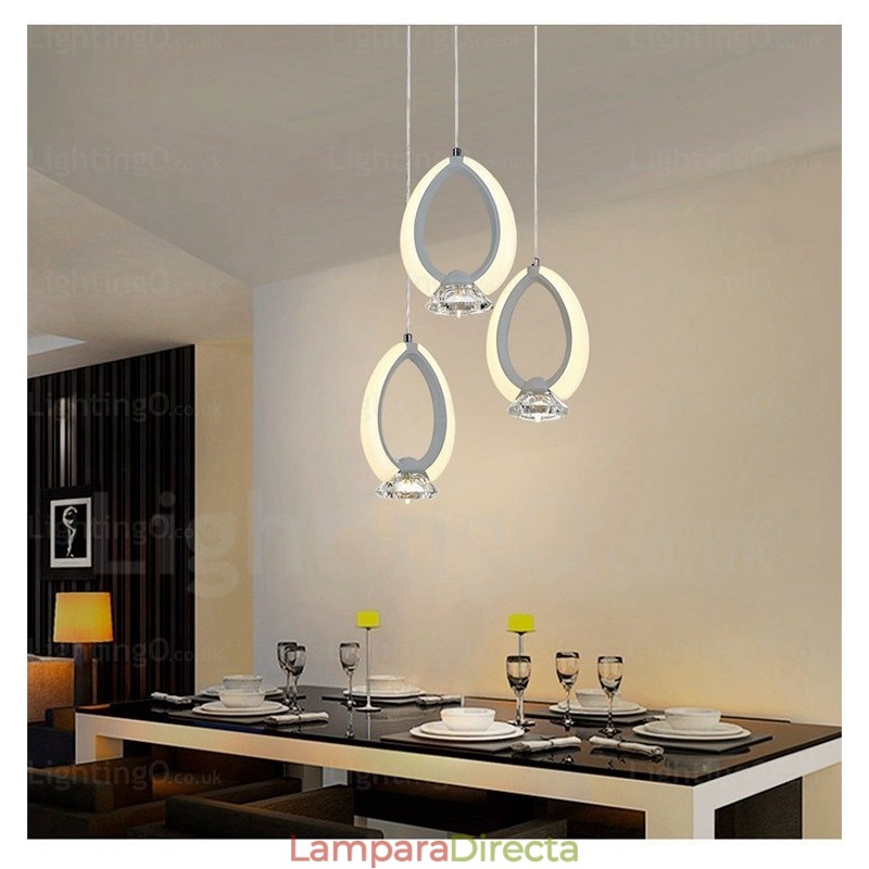 Lámpara colgante contemporánea moderna de 1 luz con pantalla de cristal