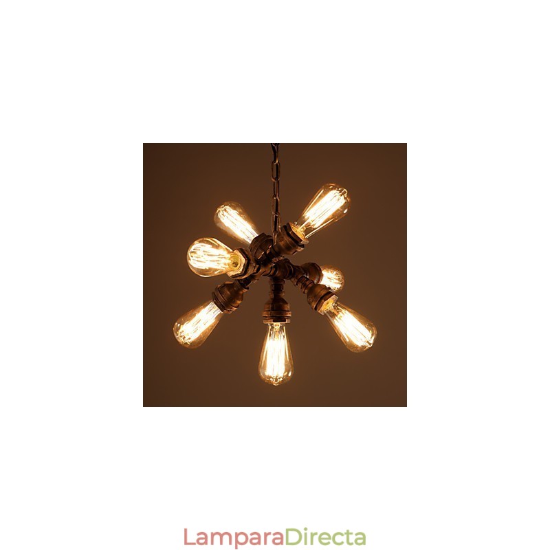Lámpara de araña vintage de metal galvanizado estilo rústico Lodge