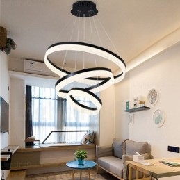 Lámpara colgante moderna y contemporánea con 3 anillos regulables, Wi-Fi inteligente y pantalla acrílica