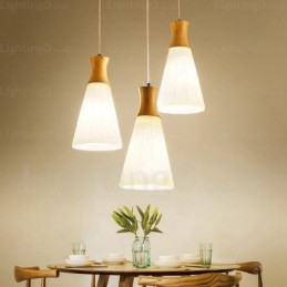 Lámpara colgante nórdica contemporánea moderna de 1 luz con pantalla de vidrio