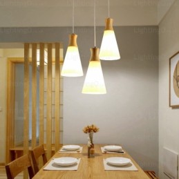 Lámpara colgante nórdica contemporánea moderna de 1 luz con pantalla de vidrio