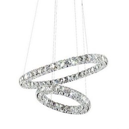 Lámpara colgante de cristal moderna de 2 anillos y tres lados, de cristal K9, para interiores, lámparas de techo.