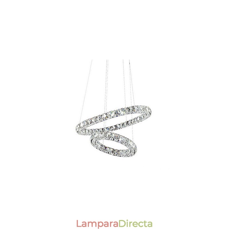 Lámpara colgante de cristal moderna de 2 anillos y tres lados, de cristal K9, para interiores, lámparas de techo.