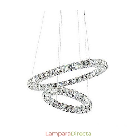 Lámpara colgante de cristal moderna de 2 anillos y tres lados, de cristal K9, para interiores, lámparas de techo. Lámpara colgante de cristal moderna de 2 anillos y tres lados, de cristal K9, para interiores, lámparas de techo.