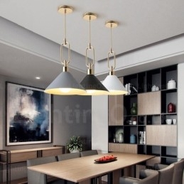 Lámpara colgante nórdica moderna contemporánea de 1 luz con pantalla de acero inoxidable.