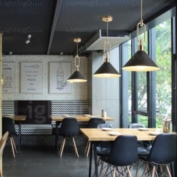 Lámpara colgante nórdica moderna contemporánea de 1 luz con pantalla de acero inoxidable.
