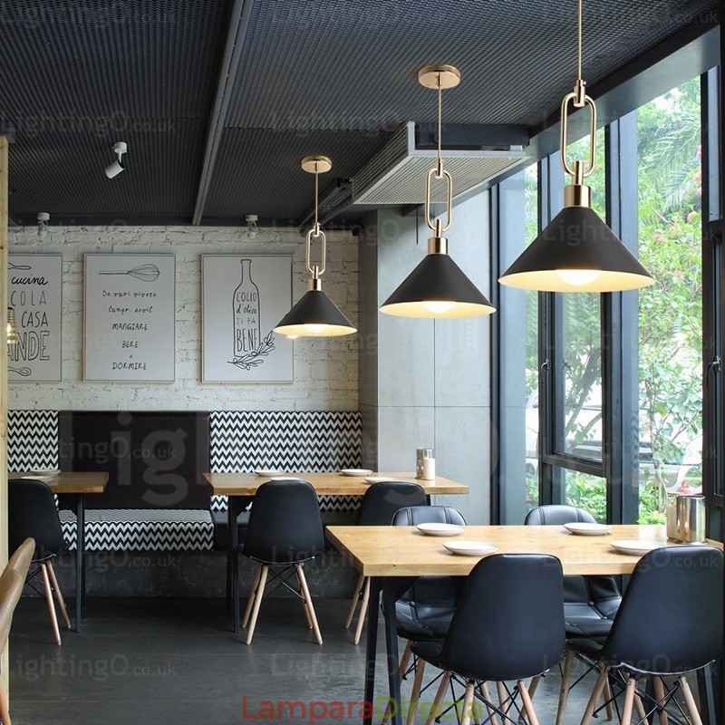Lámpara colgante nórdica moderna contemporánea de 1 luz con pantalla de acero inoxidable.