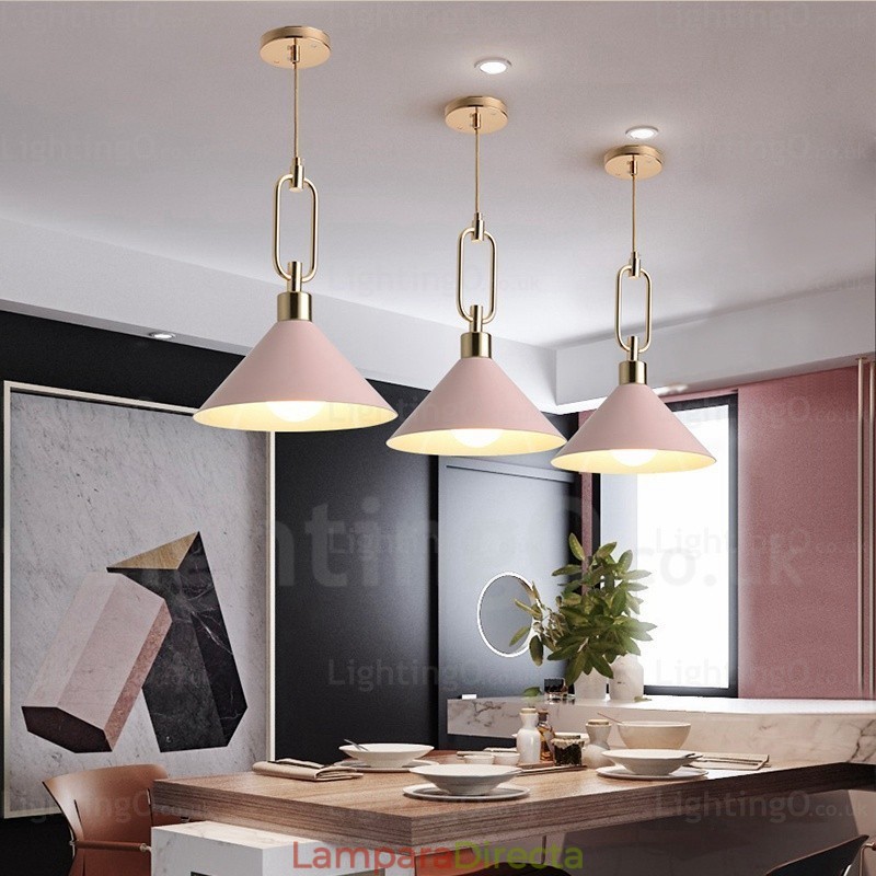 Lámpara colgante nórdica moderna contemporánea de 1 luz con pantalla de acero inoxidable.