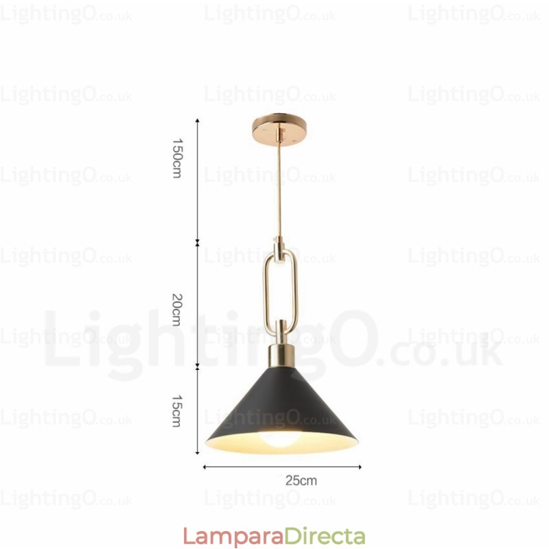 Lámpara colgante nórdica moderna contemporánea de 1 luz con pantalla de acero inoxidable.