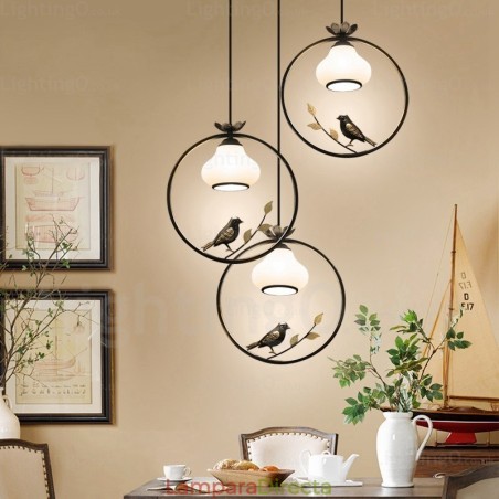 Lámpara colgante rústica rural de 1 luz con pantalla de cristal Lámpara colgante rústica rural de 1 luz con pantalla de cristal
