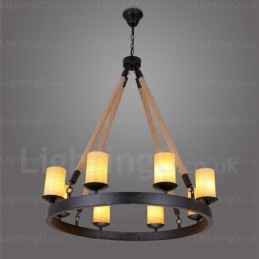 Lámpara colgante retro vintage de 8 luces con pantalla de mármol