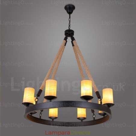 Lámpara colgante retro vintage de 8 luces con pantalla de mármol Lámpara colgante retro vintage de 8 luces con pantalla de mármol