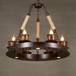 Lámpara colgante rústica de 9 luces