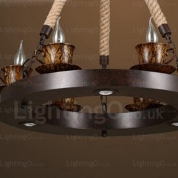 Lámpara colgante rústica de 9 luces