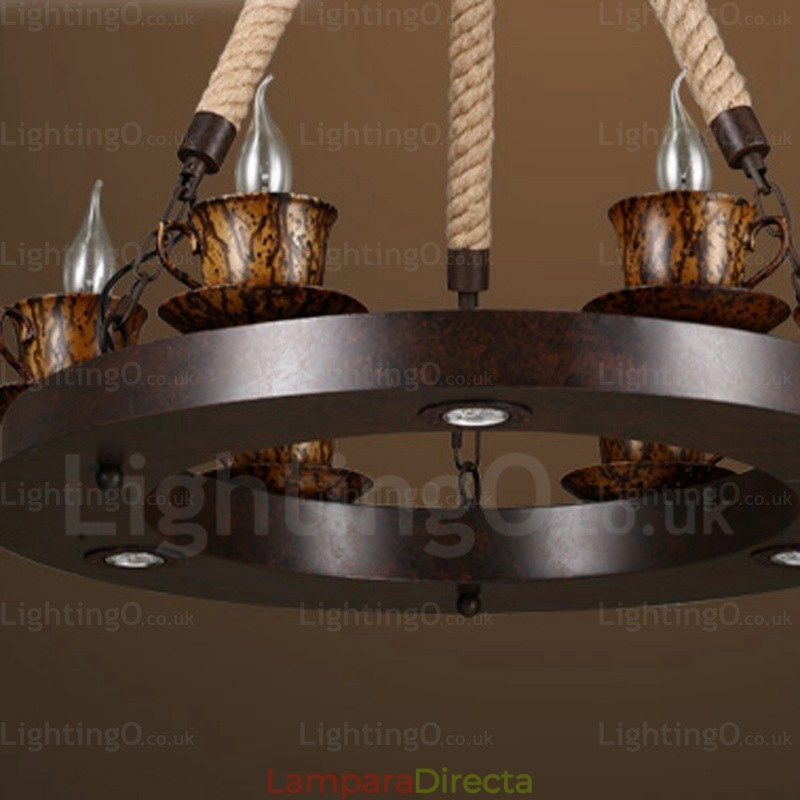 Lámpara colgante rústica de 9 luces