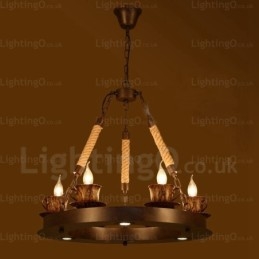 Lámpara colgante rústica de 9 luces