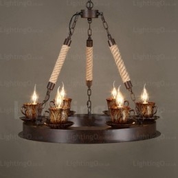 Lámpara colgante rústica de 9 luces