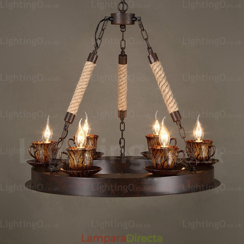 Lámpara colgante rústica de 9 luces