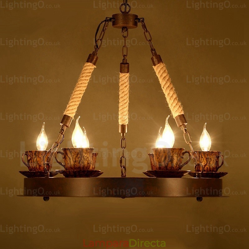 Lámpara colgante rústica de 9 luces