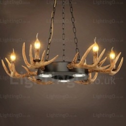 Lámpara colgante de astas rústicas vintage retro de 9 luces