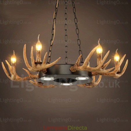 Lámpara colgante de astas rústicas vintage retro de 9 luces Lámpara colgante de astas rústicas vintage retro de 9 luces