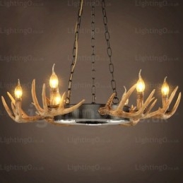 Lámpara colgante de astas rústicas vintage retro de 9 luces
