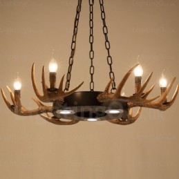 Lámpara colgante de astas rústicas vintage retro de 9 luces