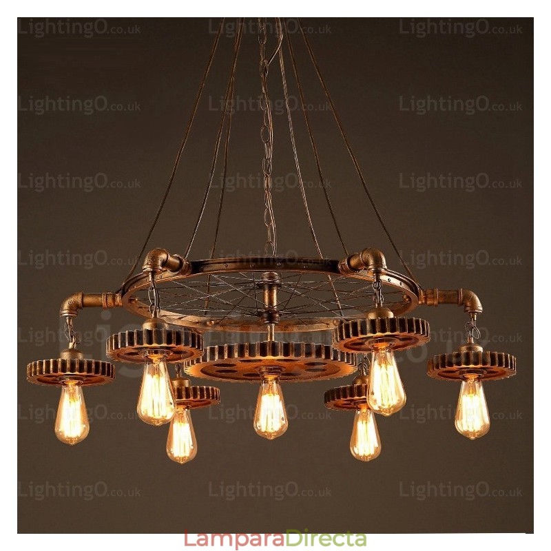 Lámpara colgante retro vintage de 7 luces