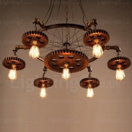 Lámpara colgante retro vintage de 7 luces