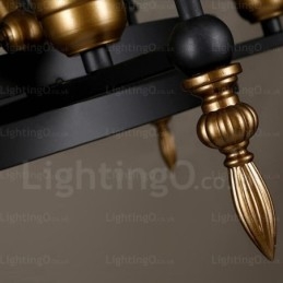 Lámpara colgante retro vintage de 6 luces con pantalla de cristal