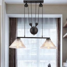 Lámpara colgante contemporánea moderna de 2 luces con pantalla de vidrio