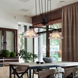 Lámpara colgante contemporánea moderna de 2 luces con pantalla de vidrio