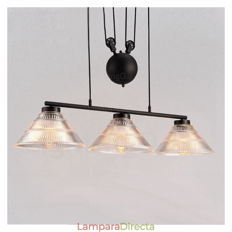 Lámpara colgante contemporánea moderna de 2 luces con pantalla de vidrio