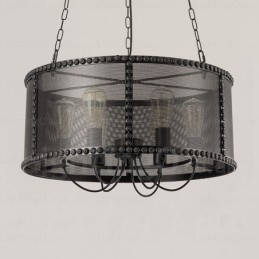 Lámpara colgante retro vintage de 6 luces con pantalla de acero inoxidable