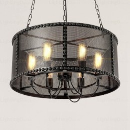 Lámpara colgante retro vintage de 6 luces con pantalla de acero inoxidable