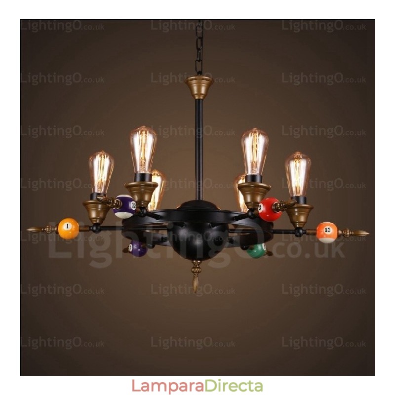 Lámpara colgante rústica vintage retro de 4 luces