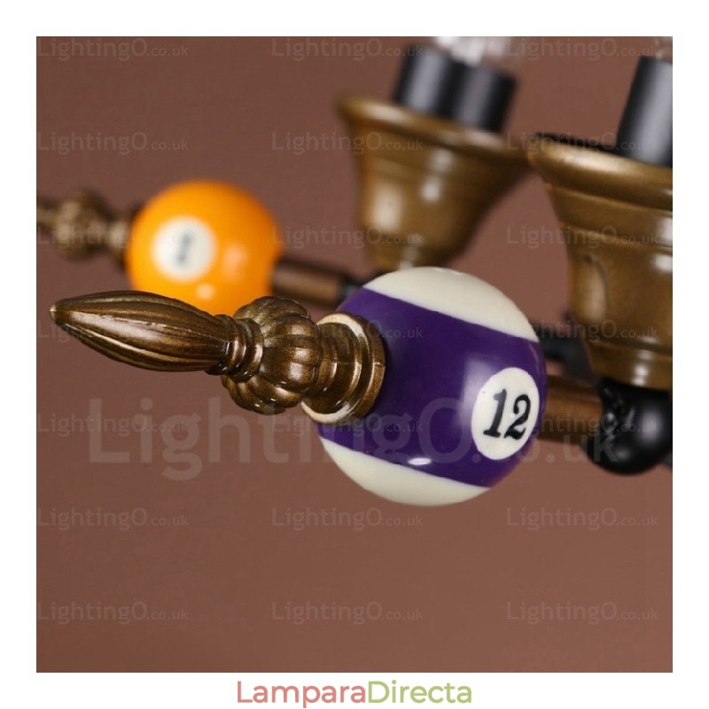 Lámpara colgante rústica vintage retro de 4 luces