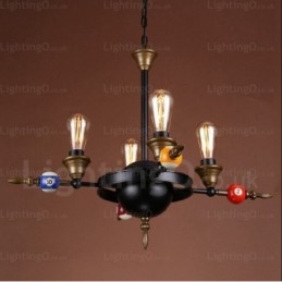 Lámpara colgante rústica vintage retro de 4 luces