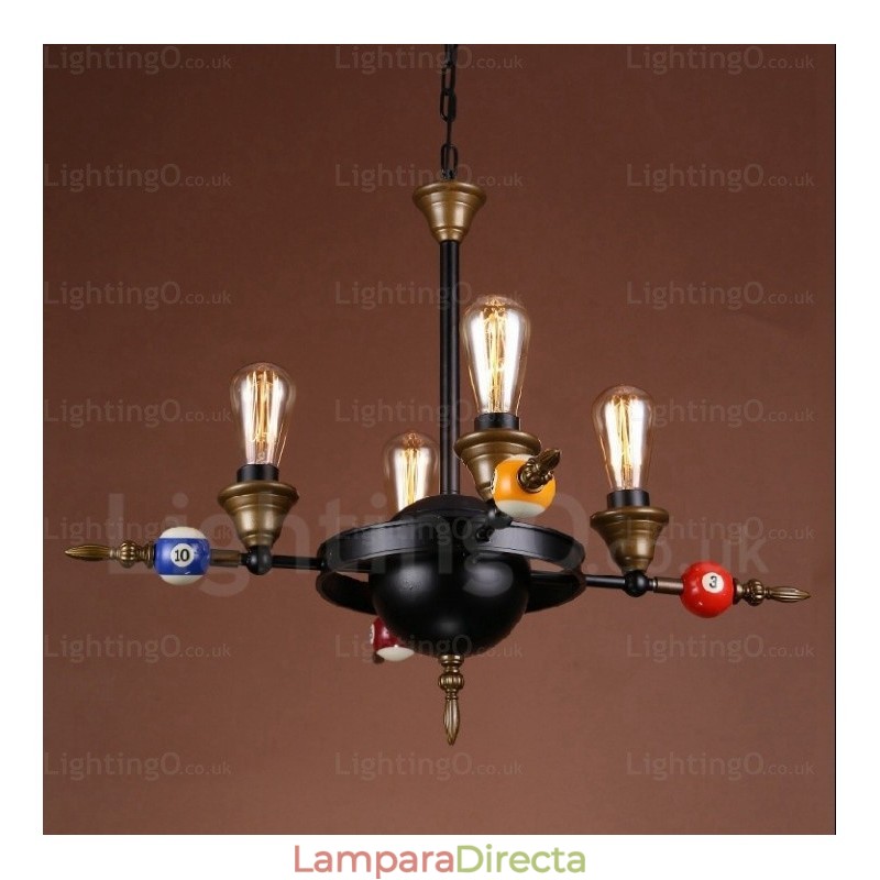Lámpara colgante rústica vintage retro de 4 luces