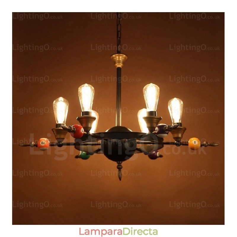 Lámpara colgante rústica vintage retro de 4 luces
