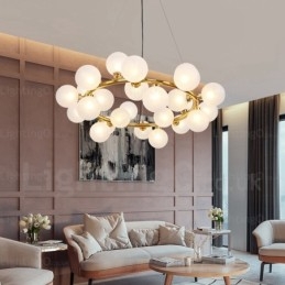 Lámpara colgante nórdica de 25 luces con pantalla de cristal