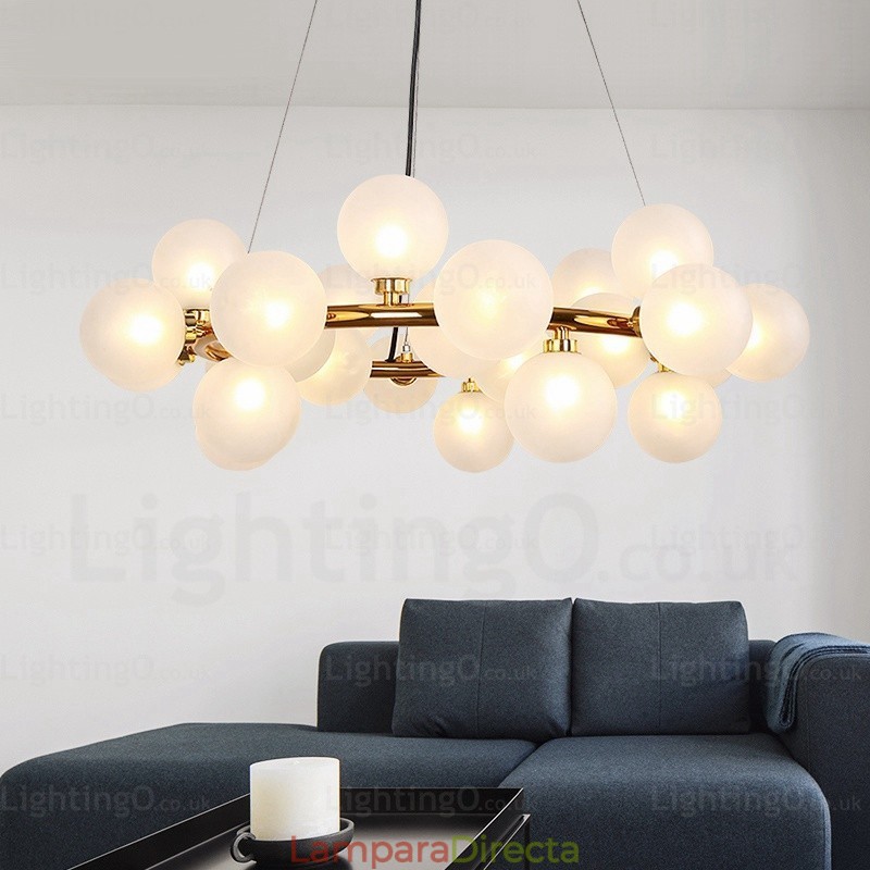 Lámpara colgante nórdica de 25 luces con pantalla de cristal
