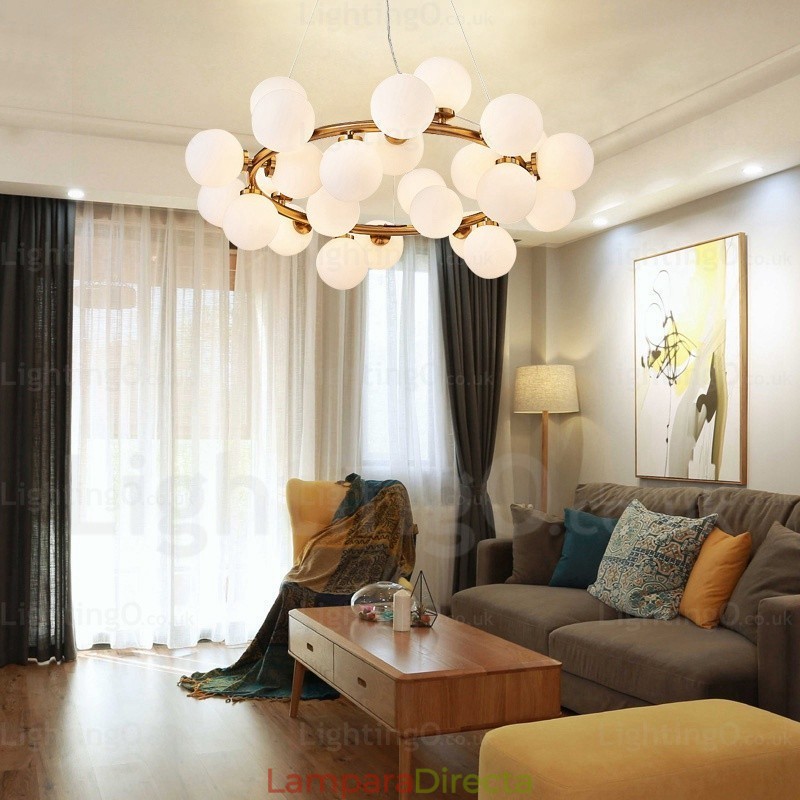 Lámpara colgante nórdica de 25 luces con pantalla de cristal