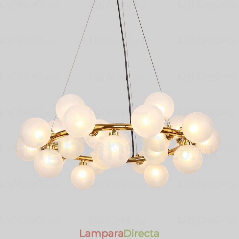 Lámpara colgante nórdica de 25 luces con pantalla de cristal