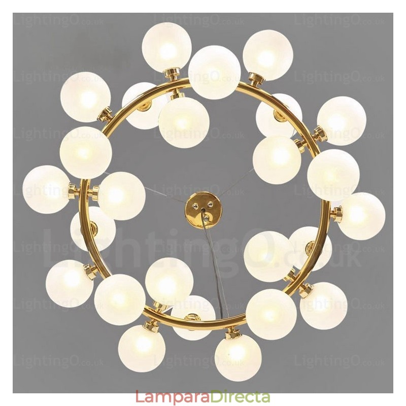 Lámpara colgante nórdica de 25 luces con pantalla de cristal