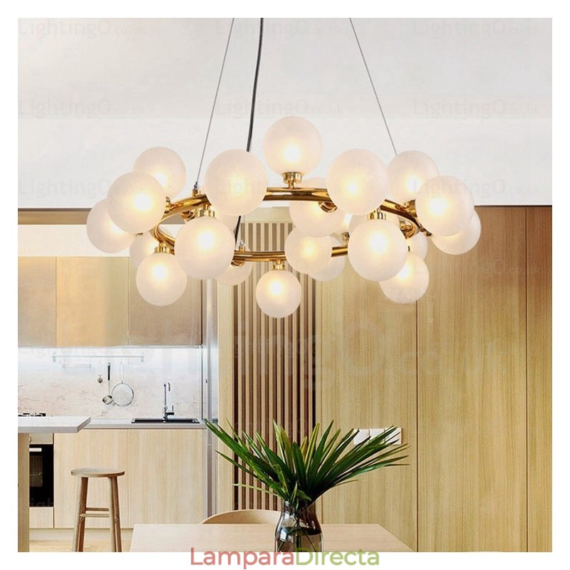 Lámpara colgante nórdica de 25 luces con pantalla de cristal